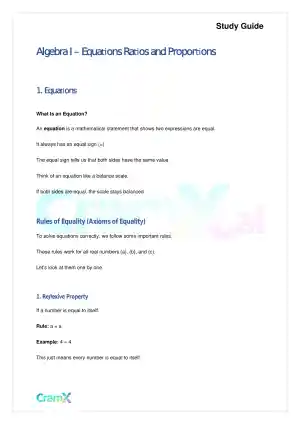Algebra I – Equations Ratios and Proportions