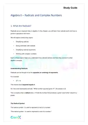 Algebra II – Radicals and Complex Numbers