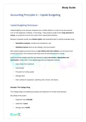 Accounting Principles II – Capital Budgeting