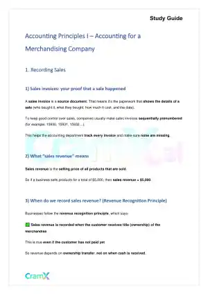 Accounting Principles I – Accounting for a Merchandising Company