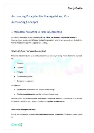 Accounting Principles II – Managerial and Cost Accounting Concepts