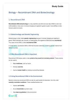 Biology - Recombinant DNA and Biotechnology