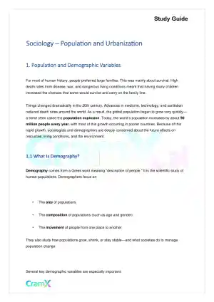 Sociology - Population and Urbanization