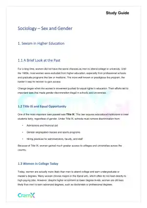 Sociology - Sex and Gender