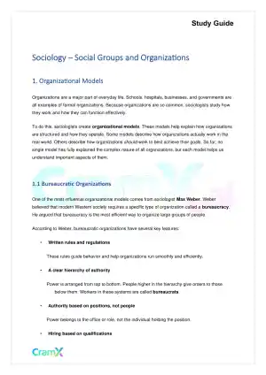 Sociology - Social Groups and Organizations
