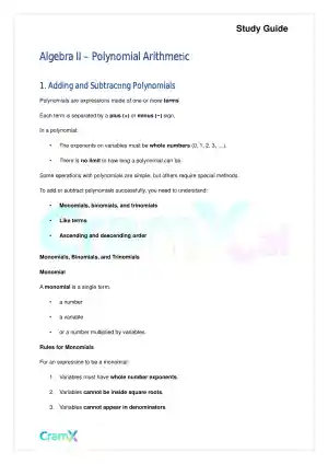 Algebra II - Polynomial Arithmetic
