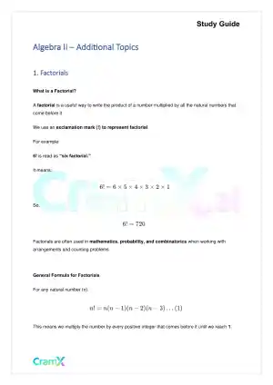 Algebra II – Additional Topics
