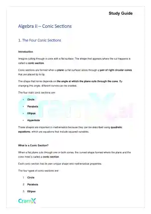 Algebra II – Conic Sections