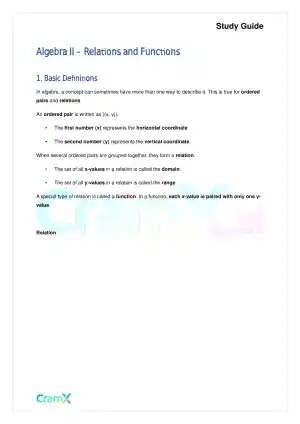 Algebra II - Relations and Functions