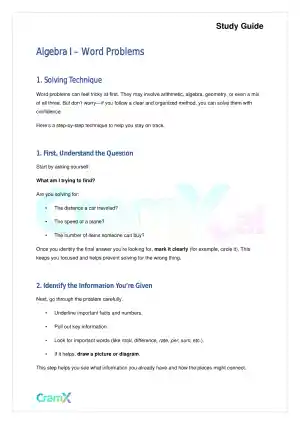 Algebra I – Word Problems