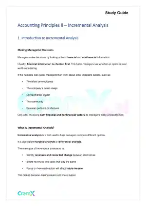 Accounting Principles II – Incremental Analysis