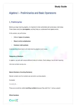 Algebra I – Preliminaries and Basic Operations