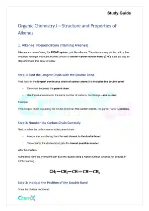 Organic Chemistry I - Structure and Properties of Alkenes