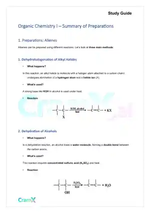 Organic Chemistry I - Summary of Preparations