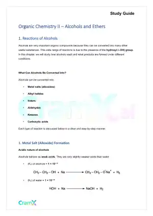 Organic Chemistry II - Alcohols and Ethers