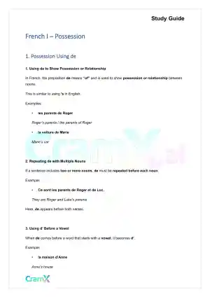 French I - Possession