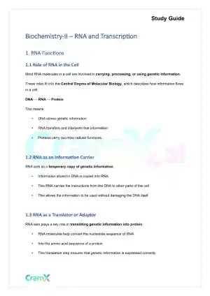 Biochemistry-II - RNA and Transcription