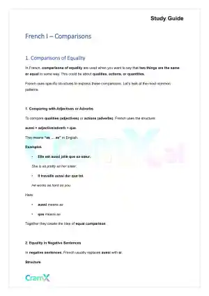 French I - Comparisons