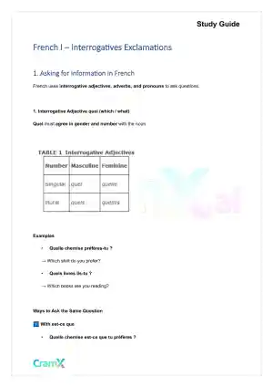 French I - Interrogatives Exclamations