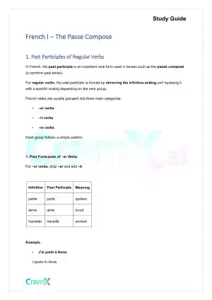 French I - The Passe Compose