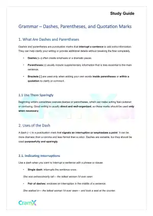 Grammar - Dashes, Parentheses, and Quotation Marks