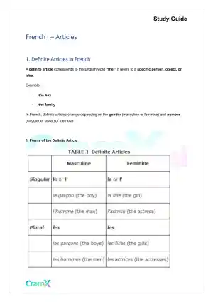 French I - Articles