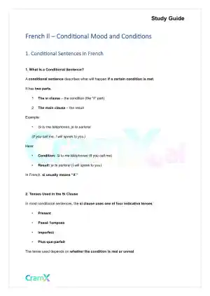 French II – Conditional Mood and Conditions