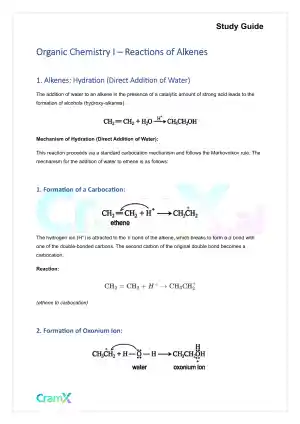 Organic Chemistry I - Reactions of Alkenes