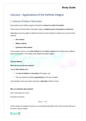 Calculus - Applications of the Definite Integral