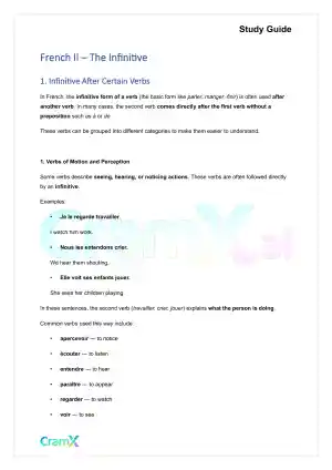 French II – The Infinitive