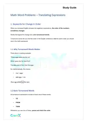 Math Word Problems - Translating Expressions