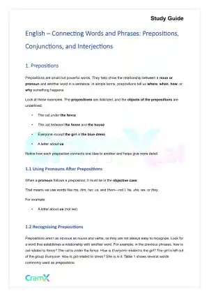 English - Connecting Words and Phrases Preposition