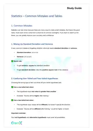 Statistics - Common Mistakes and Tables