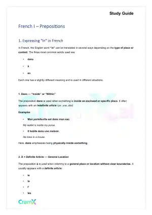 French I - Prepositions