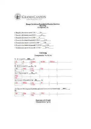 NSG318 Drug Calculation Medication Math Competency