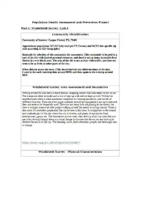 Population Health Assessment Windshield Survey