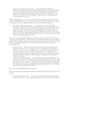 The Role of Psychiatric Nurses in the Management o