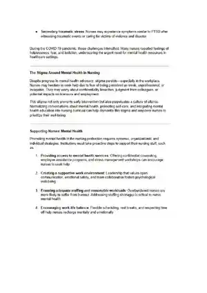 Mental Health in Nursing Awareness, Support, and R
