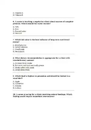 NCLEX Style Questions Nutrition