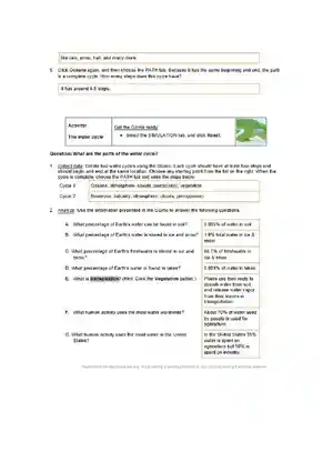 Student Exploration Water Cycle