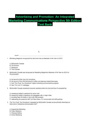 Advertising and Promotion: An Integrated Marketing Communications Perspective 5th Edition Test Bank