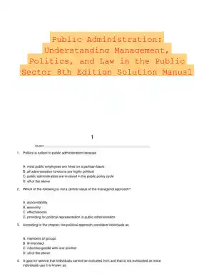 Public Administration: Understanding Management, Politics, and Law in the Public Sector 8th Edition Solution Manual