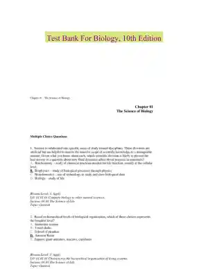 Test Bank For Biology, 10th Edition�