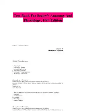 Test Bank For Seeley's Anatomy And Physiology, 10th Edition