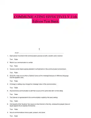 COMMUNICATING EFFECTIVELY 11th Edition Test Bank