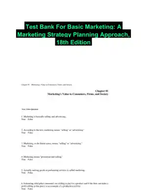 Test Bank For Basic Marketing: A Marketing Strategy Planning Approach, 18th Edition