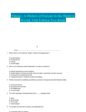Palmer, A History of Europe in the Modern World, 11th Edition Test Bank