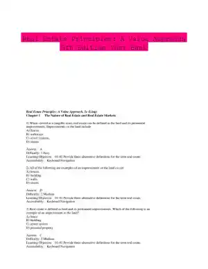 Real Estate Principles: A Value Approach 5th Edition Test Bank