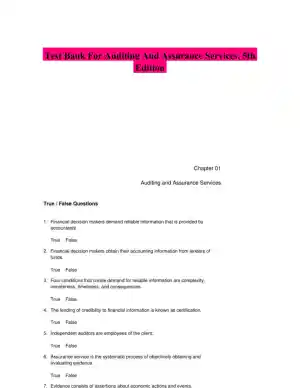 Test Bank For Auditing And Assurance Services, 5th Edition