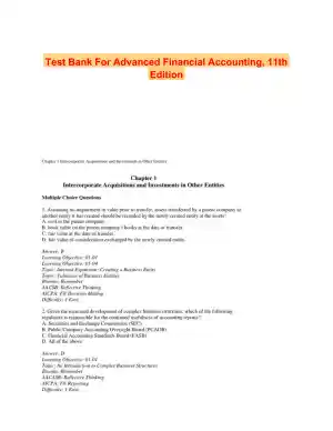 Test Bank For Advanced Financial Accounting, 11th Edition
